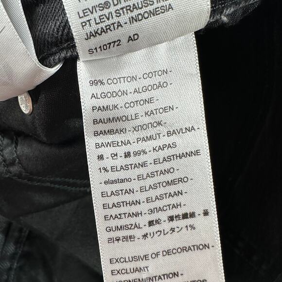 Levi's Jeans Womens 29 Washed Black Wedgie Straight Leg Button Fly Ripped Knee - Picture 4 of 14